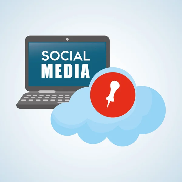 Social media design. laptop icon. networking concept — Stock Vector