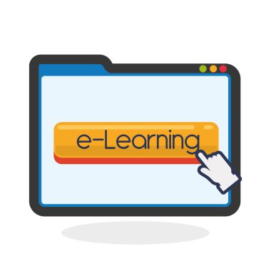 E-öğrenme tasarımı. eğitim simgesi. online kavram, vektör illüstrasyon