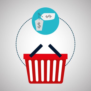 Alışveriş tasarımı. e-ticaret simgesi. online kavram, vektör illüstrasyon