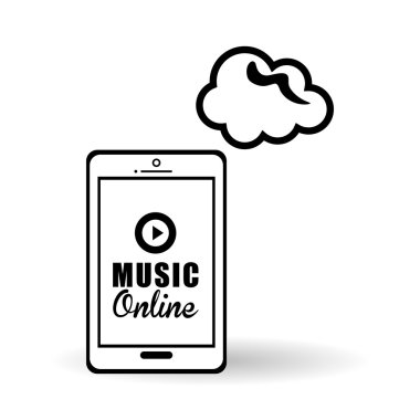 Müzik tasarımı. Online kavramı. Medya illüstrasyon