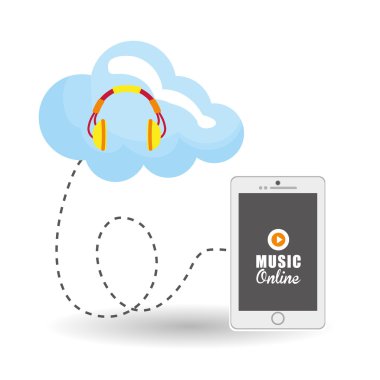 Müzik tasarımı. Online kavramı. Medya illüstrasyon