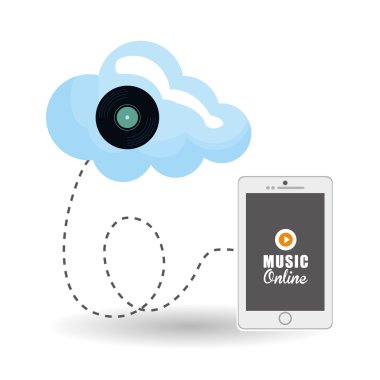 Müzik tasarımı. Online kavramı. Medya illüstrasyon
