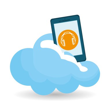 Müzik tasarımı. Online kavramı. Medya illüstrasyon