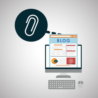 Blog tasarım. Sosyal medya kavramı. Online illüstrasyon, vektör