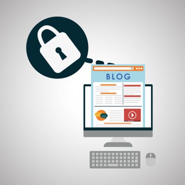 Blog tasarım. Sosyal medya kavramı. Online illüstrasyon, vektör