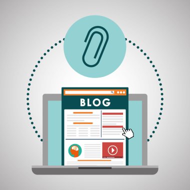 Blog tasarım. Sosyal medya kavramı. Online illüstrasyon, vektör