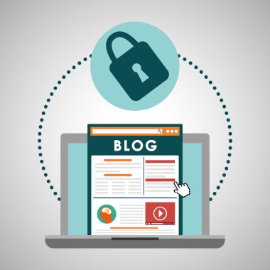 Blog tasarım. Sosyal medya kavramı. Online illüstrasyon, vektör