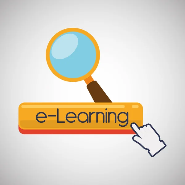 Diseño de E-learning. icono de la educación. concepto en línea, ilustración vectorial — Vector de stock