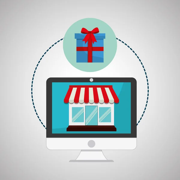Diseño de compras. icono de comercio electrónico. concepto en línea, ilustración vectorial — Vector de stock