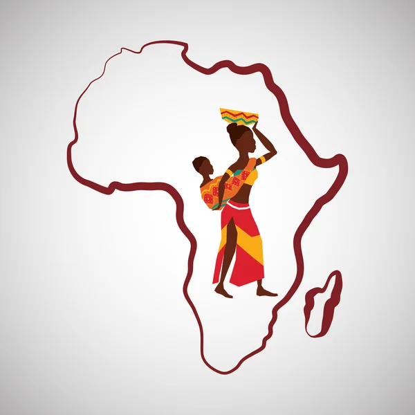 Afrika konstrukce. Mapa ikona. Plochý ilustrace — Stockový vektor