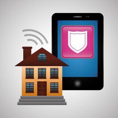 Akıllı ev tasarımı. Teknoloji simgesi. Sistem kavramı