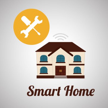 Akıllı ev tasarımı. Teknoloji simgesi. Sistem kavramı