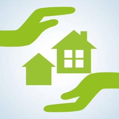 Ekoloji tasarım. Koruma simgesi. Yeşil kavram. , vektör çizim