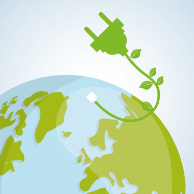 Ekoloji tasarım. Koruma simgesi. Yeşil kavram. , vektör çizim