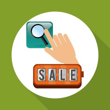 Satılık tasarım. sosyal medya simge. e-ticaret kavramı, vektör çizim