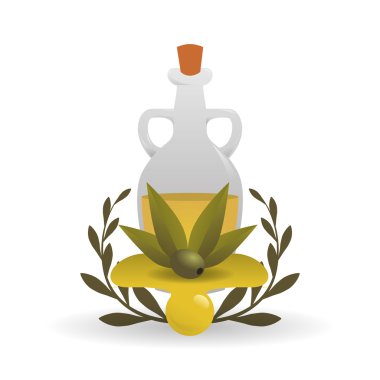 Zeytinyağı tasarım. Orgnic kavramı. Beyaz arka plan