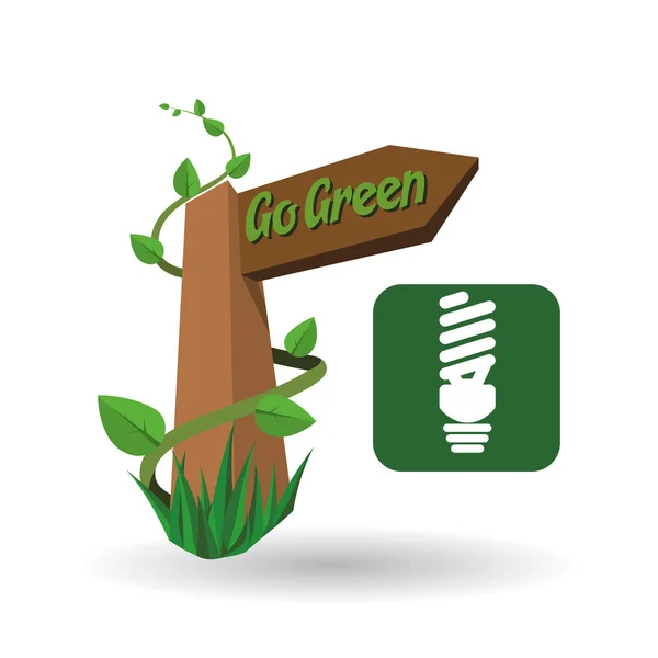 Go Green Design. Öko-Konzept. weißer Hintergrund — Stockvektor