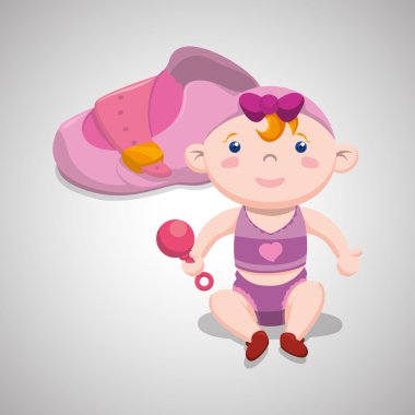 Bebek duş tasarım. davetiye tasarım. izole illüstrasyon