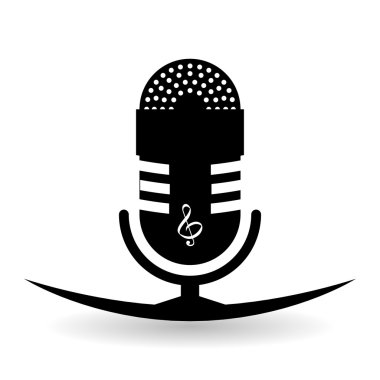Müzik tasarımı. mikrofon simgesi. İzole illüstrasyon
