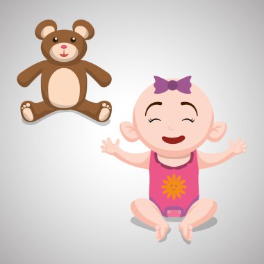 Bebek duş tasarım. davetiye tasarım. izole illüstrasyon