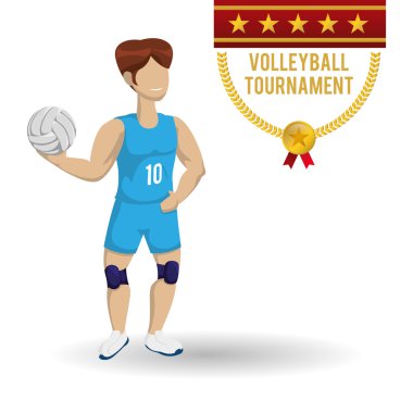 Voleybol tasarım. Spor idolü. İzole illüstrasyon