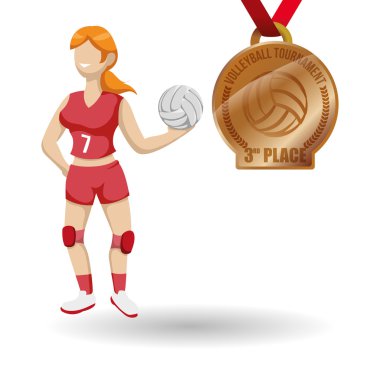 Voleybol tasarım. Spor idolü. İzole illüstrasyon