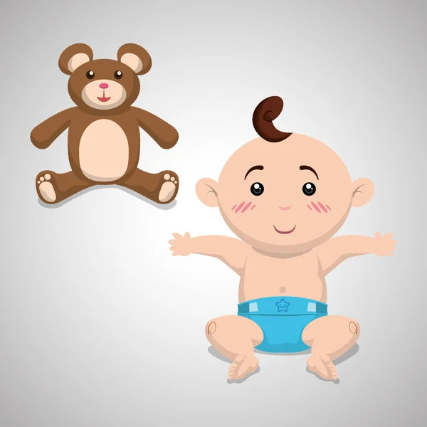 Diseño de ducha de bebé. diseño de invitación. ilustración aislada — Vector de stock
