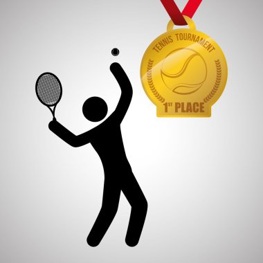 Tenis tasarım. Spor idolü. İzole illüstrasyon, düzenlenebilir vektör