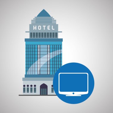 Otel tasarımı. seyahat etmek simge. İllüstrasyon izole ve düz