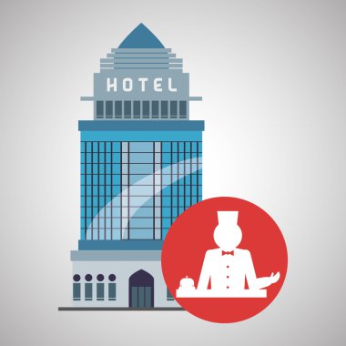 Otel tasarımı. seyahat etmek simge. İllüstrasyon izole ve düz