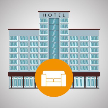 Otel tasarımı. seyahat etmek simge. İllüstrasyon izole ve düz
