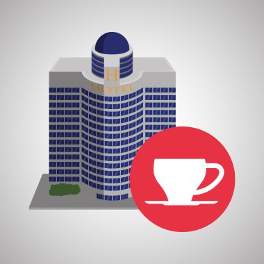 Otel tasarımı. seyahat etmek simge. İllüstrasyon izole ve düz