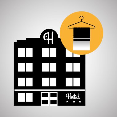 Otel tasarımı. seyahat etmek simge. İllüstrasyon izole ve düz