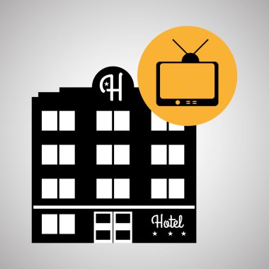 Otel tasarımı. seyahat etmek simge. İllüstrasyon izole ve düz