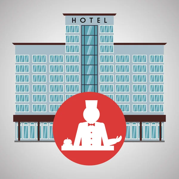 Hotel designerski. ikona podróży. Ilustracja na białym tle i płaskie — Wektor stockowy