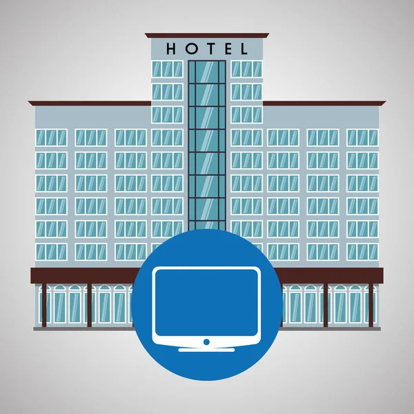 Projeto do hotel. ícone de viagem. Isolado e ilustração plana —  Vetores de Stock