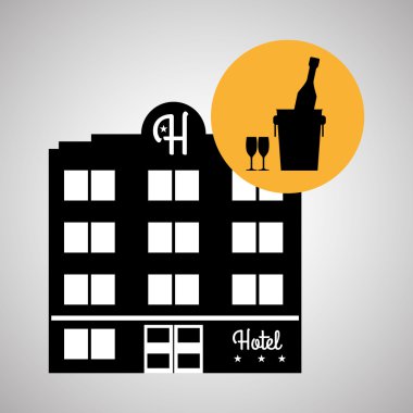 Otel tasarımı. seyahat etmek simge. İllüstrasyon izole ve düz