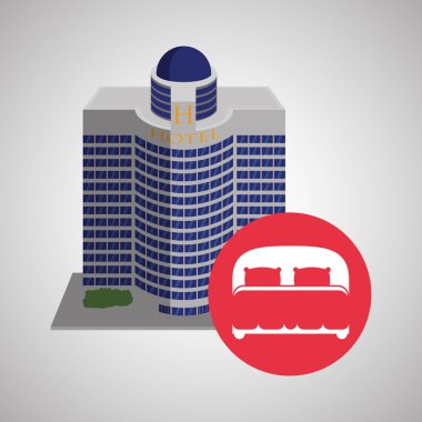 Otel tasarımı. seyahat etmek simge. İllüstrasyon izole ve düz