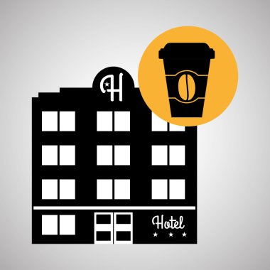 Otel tasarımı. seyahat etmek simge. İllüstrasyon izole ve düz