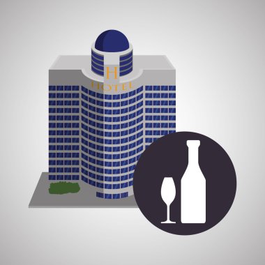 Otel tasarımı. seyahat etmek simge. İllüstrasyon izole ve düz