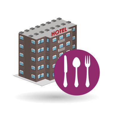 Otel tasarımı. seyahat etmek simge. İllüstrasyon izole ve düz