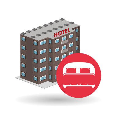 Otel tasarımı. seyahat etmek simge. İllüstrasyon izole ve düz