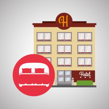 Otel tasarımı. seyahat etmek simge. İllüstrasyon izole ve düz