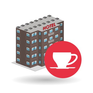 Otel tasarımı. seyahat etmek simge. İllüstrasyon izole ve düz