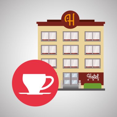 Otel tasarımı. seyahat etmek simge. İllüstrasyon izole ve düz