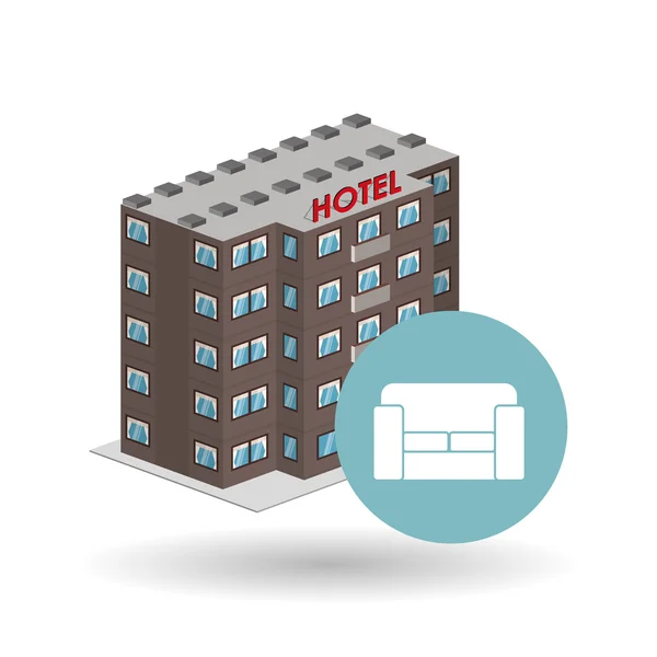 Diseño del hotel. icono de viaje. Ilustración aislada y plana — Vector de stock