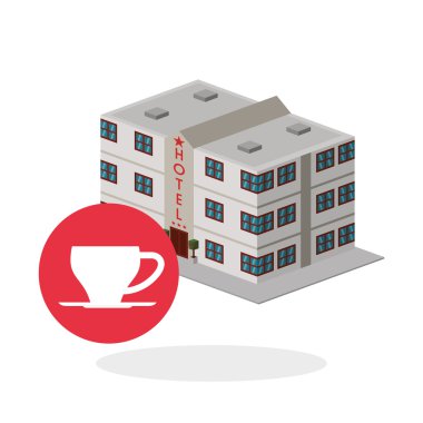 Otel tasarımı. seyahat etmek simge. İllüstrasyon izole ve düz