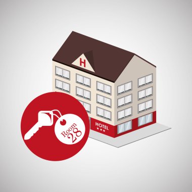 Otel tasarımı. seyahat etmek simge. İllüstrasyon izole ve düz