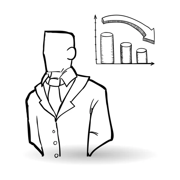 Icono del boceto. Concepto de empresario. Ilustración plana — Vector de stock