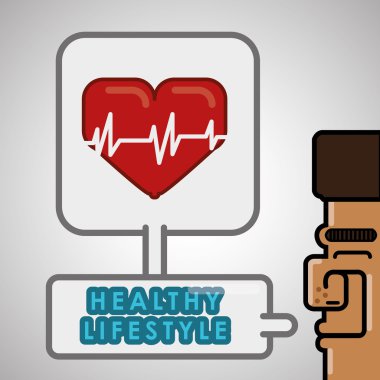 Sağlıklı yaşam simgesi. piksel kavramı düz illüstrasyon